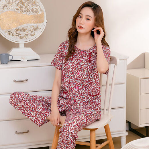 Pantalones de algodón de algodón de algodón puro yalu de verano de algodón corto, cuello redondo de cuello redondo y de moda, ropa para mujeres, W9921 M 80-100Jin [Jin equivale a 0.5 kg]