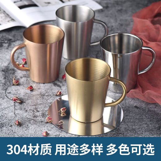 Qinkai 304 Korean stainless steel insulated double-layer drinking cup, anti-scalding and anti-falling beer cup, household children's drinking cup, 304 straight matte small size (180ml)
