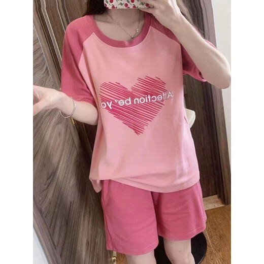 冉旻纯睡衣女夏短袖纯棉2022新款韩版学生可爱家居服女春秋薄款大码套装 短袖套装--G6636 3XL 女【145-160斤】