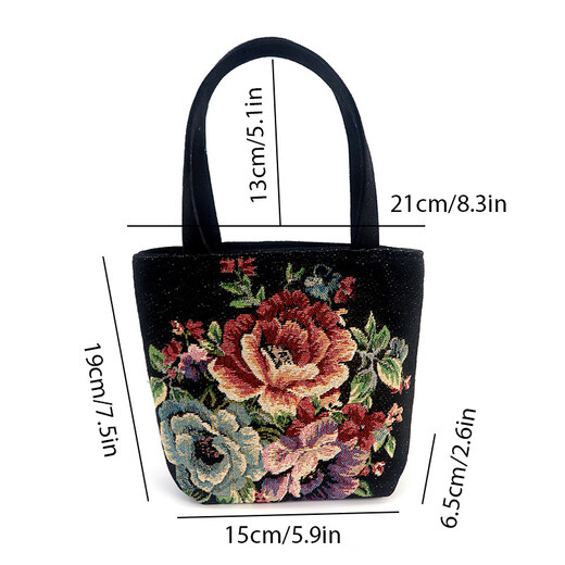 Yunluo mobile phone coin double-sided canvas handbag small bag fashion gold jacquard canvas bag embroidered outing handbag mini butterfly