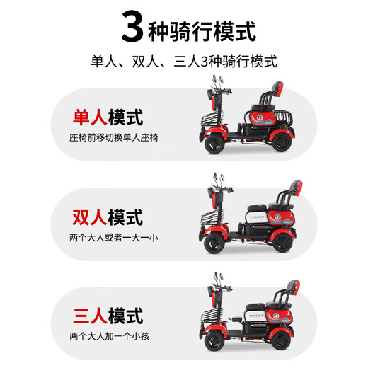 Phoenix elderly walking electric vehicle four-wheeled four-wheeled vehicle for the elderly household moped, compact mobility scooter for the disabled 650W+48V24A black gold+satisfied for 35-40 km commuting