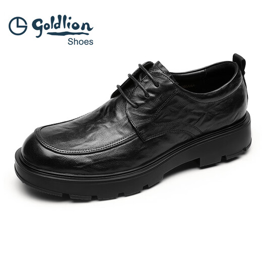 Goldlion men's shoes 25 early autumn new thick-soled business derby shoes commuter formal shoes G508530095AAA black 40