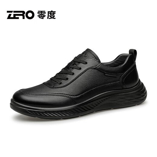 Zero Men's Shoes Autumn New Business Commuting British Casual Leather Shoes Versatile Soft Sole Sports Shoes Black 40