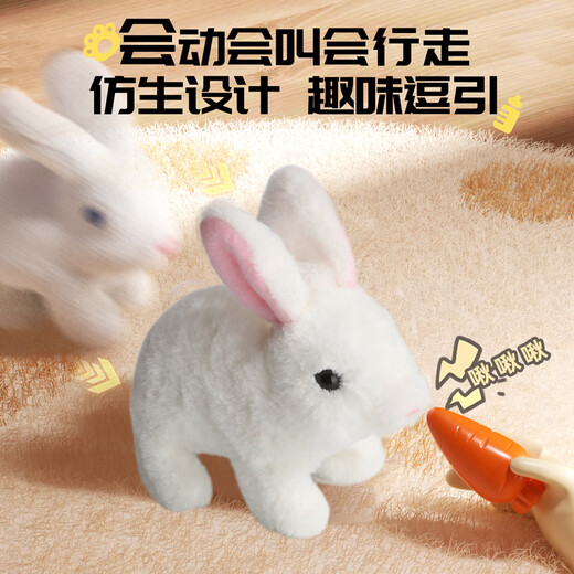 Huangen Electric Plush Bunny Doll peut bouger et appeler un chariot pour animaux de compagnie pour jouer à la maison des jouets pour enfants Girls d'anniversaire Gift