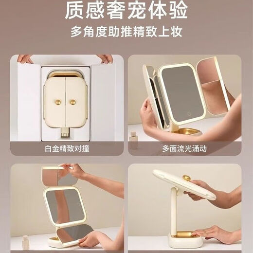 DOCO LAB vanity mirror with light led mirror desktop desktop luminous smart vanity mirror beauty mirror shell mirror standard version pink (2500 mAh)