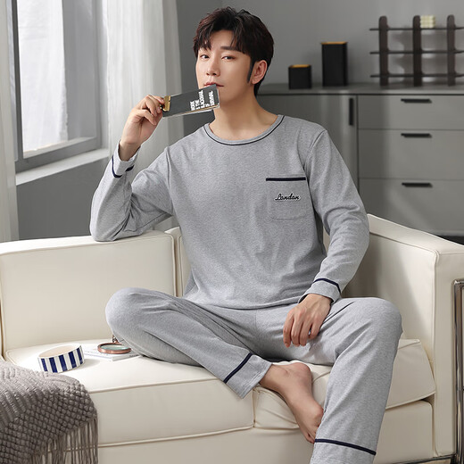 HKZN Coton Super grande taille 230jin [Jin est égal à 0,5 kg] Pajamas pour hommes au printemps et aux manches longues d'automne plus la graisse plus plus grande xxxxl gras de costume décontracté QDX-9902 L 110-130Jin [Jin est égal à 0,5 kg]