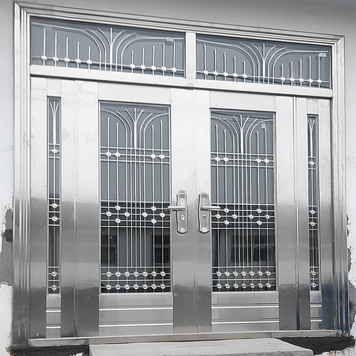 OUOTEY304 Porte en acier inoxydable Rural House Auto-construit Porte de porte à double ouverture Verre Entrée en acier inoxydable Antift Porte Ménage Gold Rose Style 9902