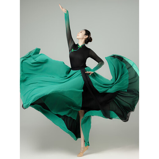 Hawit Mongolian dance costume Mongolian dance performance costume art test large swing skirt ethnic style stage performance costume 5 emerald green skirt 360 skirt single piece M skirt length 90C