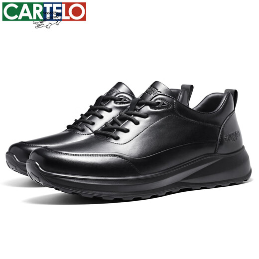 CARTELO men's leather shoes autumn leather lace men's shoes soft sole business sports casual shoes 5309 black 42