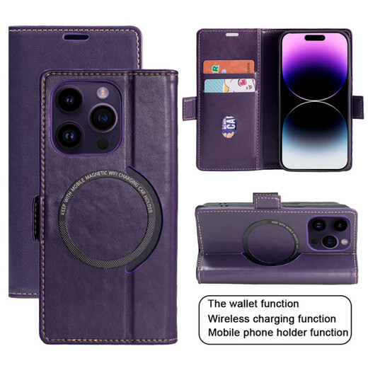佑画适用iPhone16promax插卡手机皮套苹果16plus钱包款手机壳保护套 棕色无线充手机皮套 iPhone11ProMax