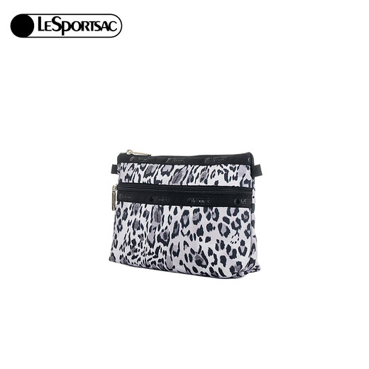 Lesportsac's new style CLASSIC series fashionable leopard print retro compartment storage bag clutch cloud spot mist leopard