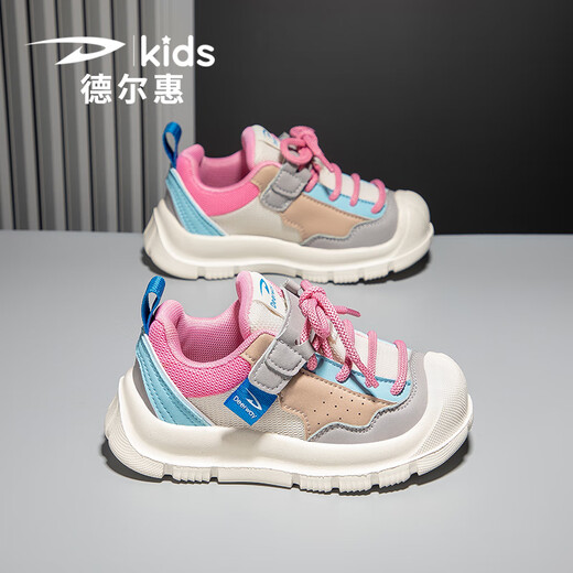 Delhui Children's Sneakers for Women 2025 Summer Nuevo malla transpirable Mediano de tamaño mediano Zapatos para niñas Combinados zapatos para niñas 3524 Pink White_ (nueva red doble) 28 _inner Longitud 17.7_foot Longitud 16.7