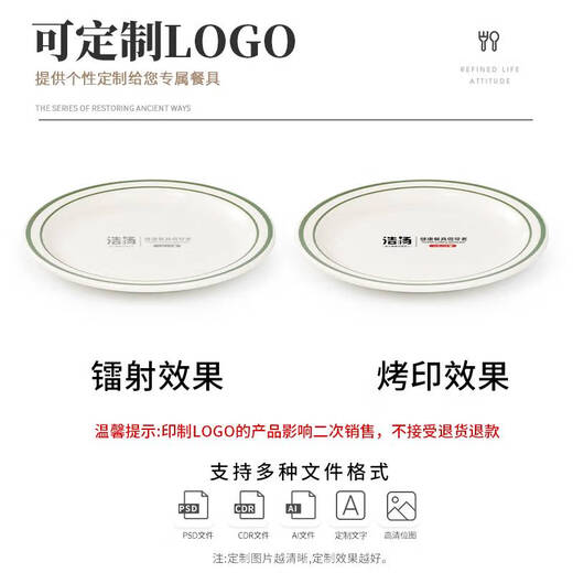 Sanqihu Tischgeschirr Imitation Porzellan Restaurant Schalen und Gerichte Set Hotel Hot Pot Set Tisch Plastik Dip Sauce Schüssel Reis Schüssel Teller Löffel Werbung LD-1047 Green Edge