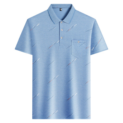 利郎高级中年男士翻领短袖t恤爸爸装夏季薄款polo衫中老年冰丝半袖男 冰丝-9855_灰色_真口袋 M 48_165_