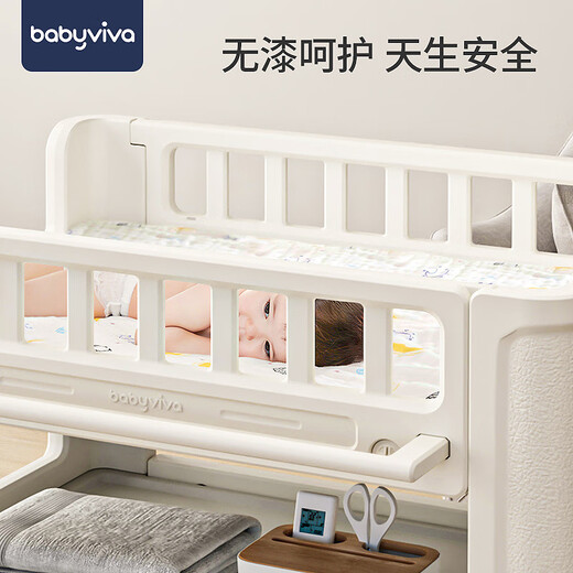 babyviva婴儿尿布台宝宝抚触护理台换尿布可移动新生儿洗浴婴儿床 布台+乳胶垫+乳胶枕 组装 其他 框架结构