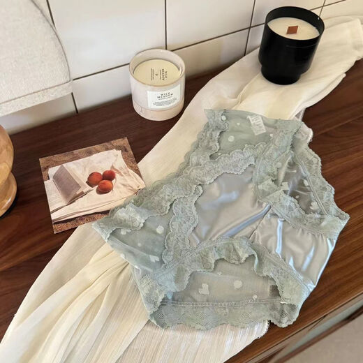 Sexy lace underwear for girls 2024 new style French pure desire fairy polka dot mesh sexy women's briefs Y3884-Blue L suitable for 100-120Jin Jin equals 0.5 kg