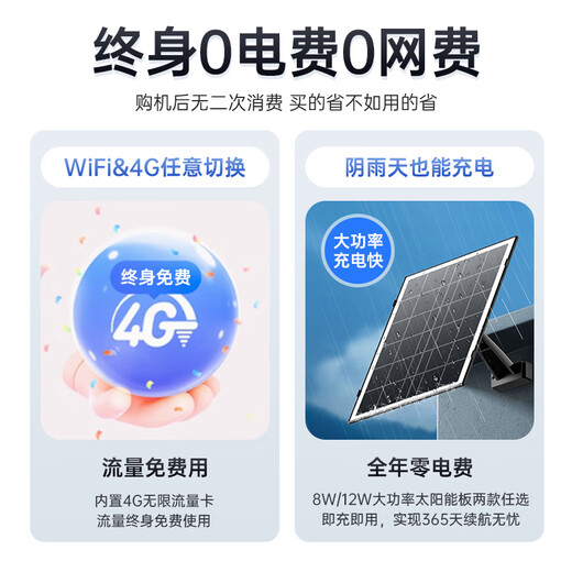 千米神眼太阳能三镜头5G监控器摄像头全景超高清夜视室户外360度无死角无电无网终身免流量手机远程免插电 【5G双板太阳能三镜头+128G卡】1800万像素 【十年质保】免费回放