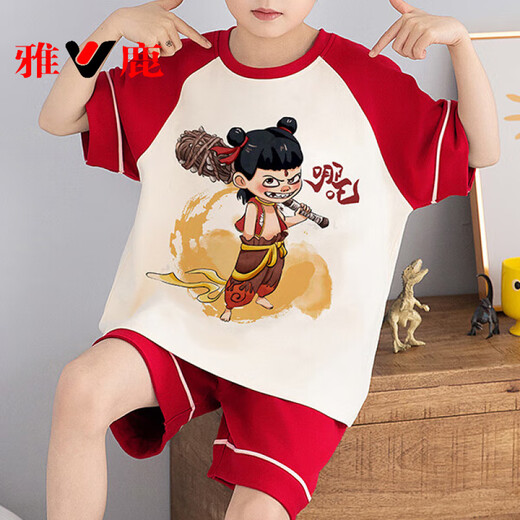 Yalu Little Milk Dragon Kinderpyjamas Junge Kurzschläfe reine Baumwolle Sommer dünne Jungen Cartoon mittelgroße Kinder Klimaanzug Anzug Set [reine Baumwolle] 693 Chinchilla M 100c 8 Größe Größe 90-103 Gewicht 30jin [Jin gleich 0,5 kg]