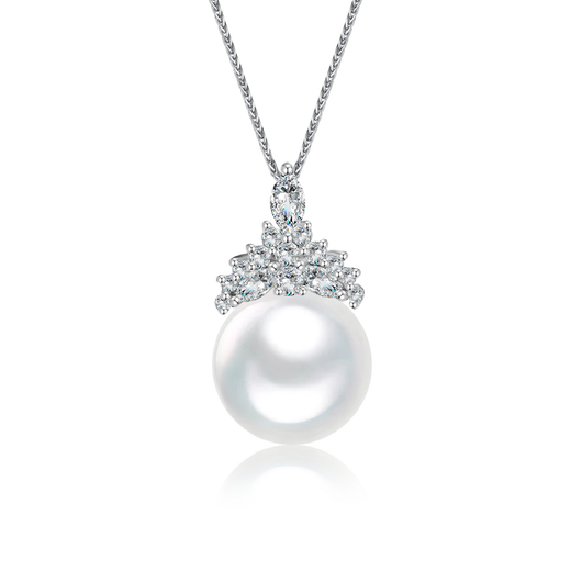 Lebo Fingilder Venus Australian White Natural Seawater Pearl Pendant Necklace 18K Gold Diamond Extremely Bright Ice Queen 13-14mm Heritage Five-Star Venus Double Certificate