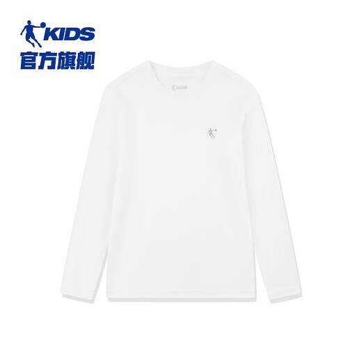 Jordan boys and girls universal long-sleeved T-shirt spring and autumn children's pure cotton long T round neck children's clothing white 150