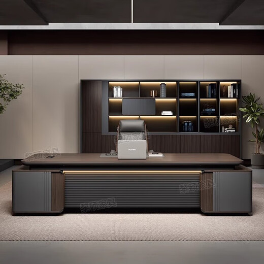 New Chinese style small boss desk office desk light luxury solid wood painted executive desk office furniture 1.4m single cabinet boss desk (rounded corner desktop model)