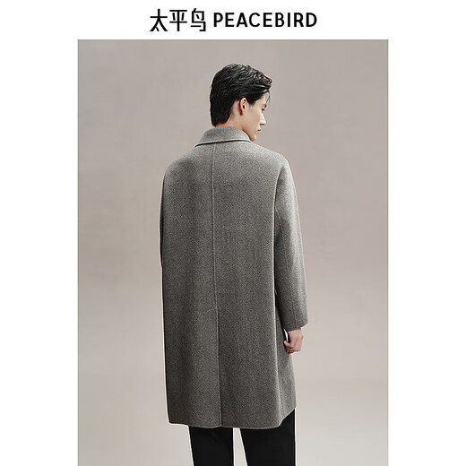 PEACEBIRD Men's Long Coat Men's Winter Lapel Woolen Loose Coat Brown Batch XL