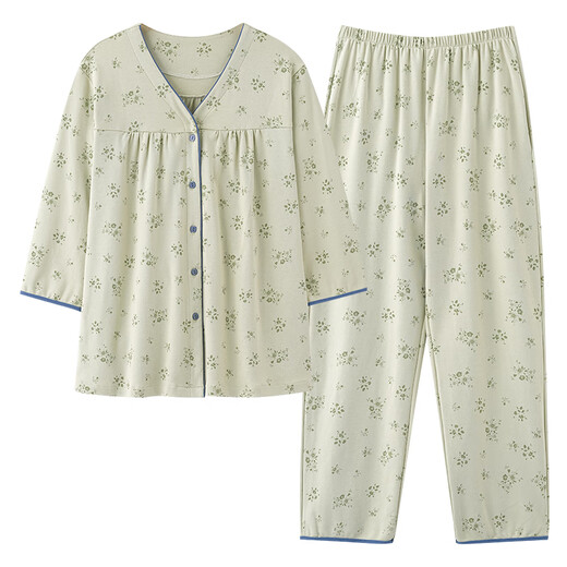 Pyjamas de coton pur modal pour femmes au printemps et en été des vêtements à domicile doux et à manches centraux cardigans floraux pour les femmes peuvent porter des costumes automne 30m5009 m 80-100jin [Jin est égal à 0,5 kg].