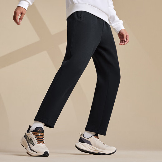 Hongxing Erke vertical technology | Sports pants for men in autumn and winter new casual loose straight running knitted men's trousers men's trousers black 2XL