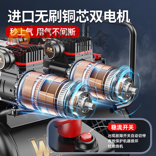 XMSJ空压机充气泵小型220v便携式工业级木工静音高压打气泵空气压缩机 3890W-60L无刷双电磁阀+智能数 3180W/3890W/3990W/4290W