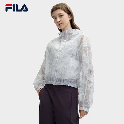 
FILA official women's woven jacket 2025 summer fashion casual loose full print hooded top