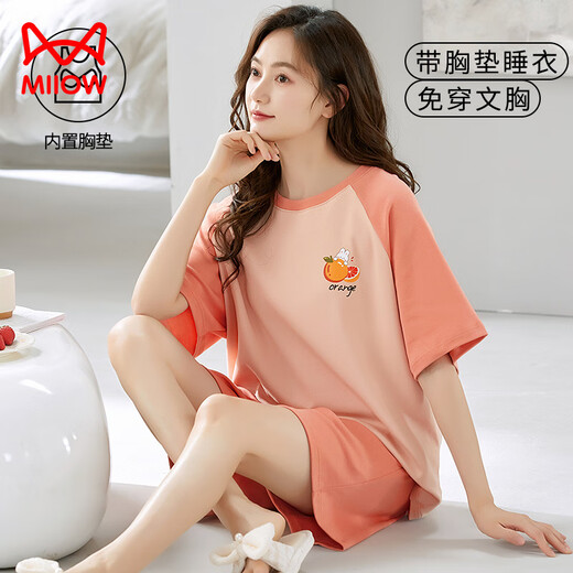 Pajama de manga corta de Catman (MIIIW) Traje de manga corta para mujeres para el verano con paleta de paleta integrada de la paleta de gran tamaño de verano.
