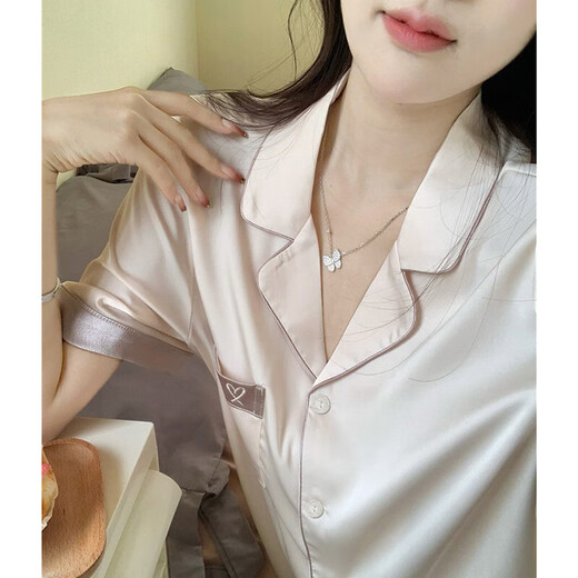 高级感冰丝睡衣女夏短袖短裤甜美可爱家居服宿舍家居服套装外穿 套WLW9226 XL 【建议115-130斤】