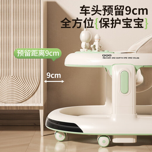 婴儿学步车防o型腿多功能侧翻手推车可坐宝宝学走路手推助步车 瓷白灰【顶配版】餐盘+音乐+脚垫