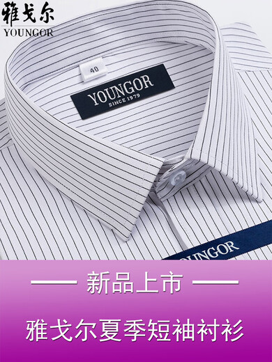 Maire Yager Mente à manches courtes pour hommes Business Summer Business Casual Professional Wear Coton Pas de fer à grande taille d'âge moyen de grande taille à manches courtes DX6623 38