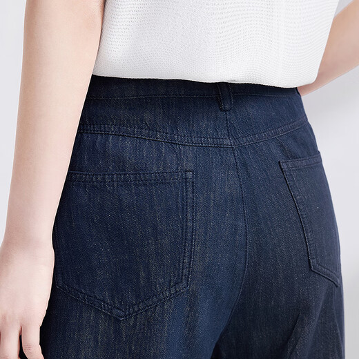 
FINITY jeans 2025 summer new casual loose draping versatile straight cutout pants for women blue L