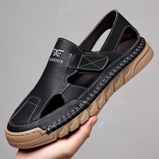 RankDavey Light Luxury New Brand 2025 NUEVA VERSATILES VERSATILES DE DOPAMINA Sandalias sandalias de los pies superados para hombres Real 9197 Black 38