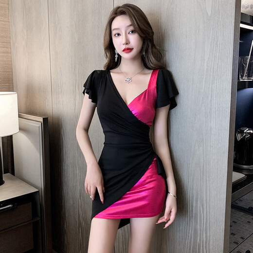 
Nightclub KTV sexy dress with temperament backless deep V-neck sauna massage foot bath SPA foot bath technician work clothes 3897 black M suggests 95-105Jin [Jin equals 0.5 kg] All size