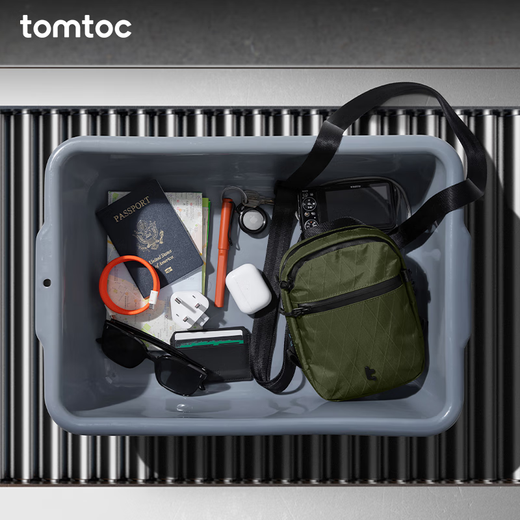 
Tomtoc high-performance crossbody bag portable travel bag for men and women lightweight waterproof small shoulder bag mobile phone bag carry-on small bag T37 Shadow Black 1.3L light travel