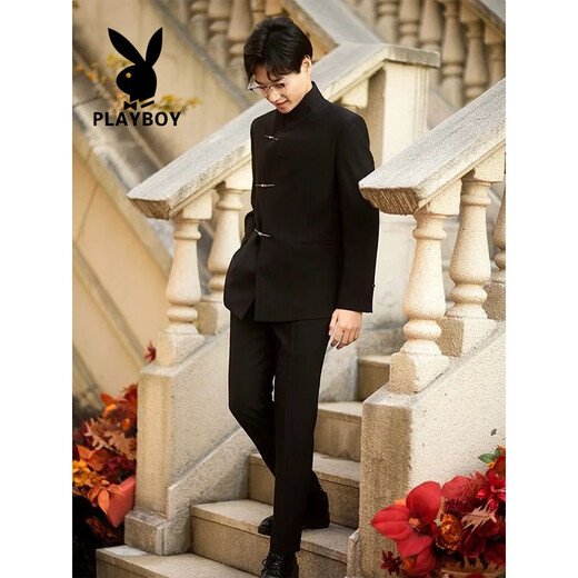 Playboy (Playboy) Nouveau costume de marié de mariage chinois ensemble zhongshan liant le support de fiançailles