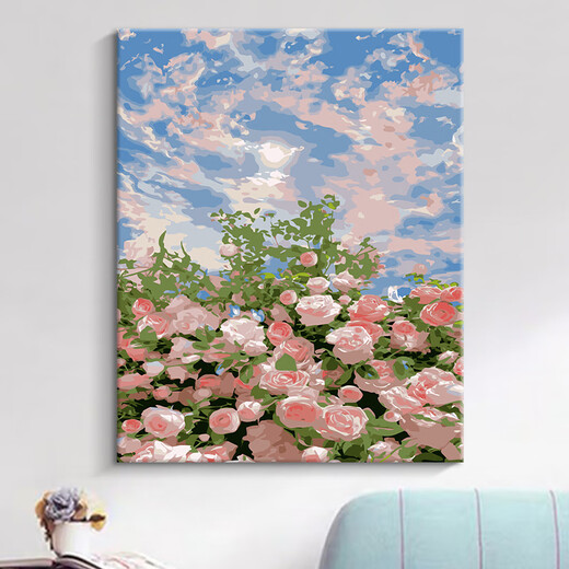 Wenshio Xingyue Rose Blume DIY Digitalöl Malerei Handgefüllte und dekomprimierte Ölfarbe Wohnzimmer Schlafzimmer Dekoration Malerei Boguang Linlin Tulp 6191 Highlight Pigment + 6 Pinsel + HD 1