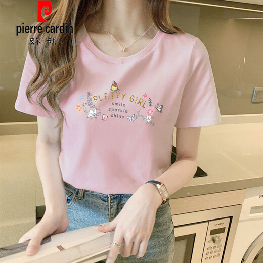 皮尔卡丹（pierre cardin）棉质白色t恤女短袖宽松正肩透气学生体恤夏季2025新款上衣针织衫 9793白色 短袖 M (建议80-105斤)