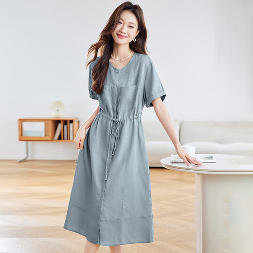 Egeangy Light Luxury Brand Kleid für Frauen 2025 Sommer neuer Stil Slim Taille Design Vielseitiger Rock hellrosa m