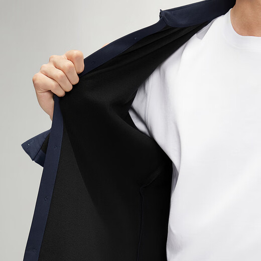 Qipai composite velvet long-sleeved shirt men's winter new business casual professional formal wear thick men's shirt Navy 41