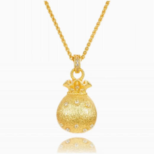 Slightly gifted gold-plated silver-brushed money bag pendant necklace for female Wei Xue of the same style filigree small blessing bag pendant clavicle chain sweater chain brushed money bag pendant gold-filled about 0.4 grams free