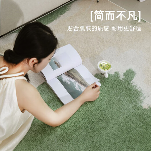 像素地毯客厅2025新款感绿色茶几凉席免洗可擦亚麻地垫卧室床边毯 清茉-15911 200cm*300cm 【舒适透气】