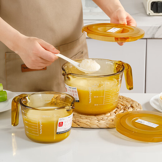 Home KATEI STORY Japanese oil pot lard tank household high temperature resistant high borosilicate glass chili meat oil pot with lid seasoning storage tank high borosilicate heat resistant lard tank 500ml