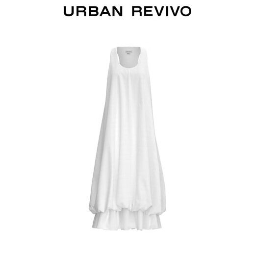 UR2025 summer new women's clothing vacation-split flower buds U-neck sleeveless dress UIU750001 (longer) S