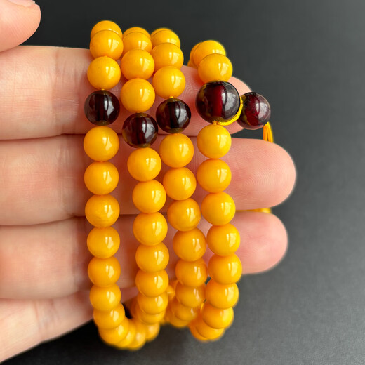 Yuzhi 1 item 1 certificate 1 shot beeswax bracelet for women 108 beads rosary natural amber bracelet bead diameter 7.4mm 25.11g G354