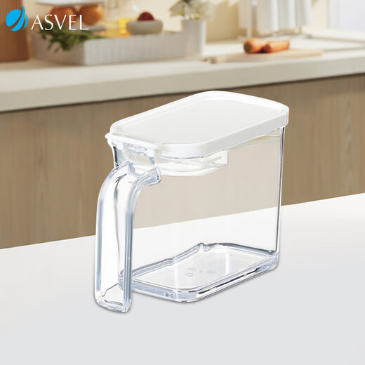 ASVEL Japanese-style seasoning box household plastic seasoning jar condiment storage box storage box with spoon white 480ml