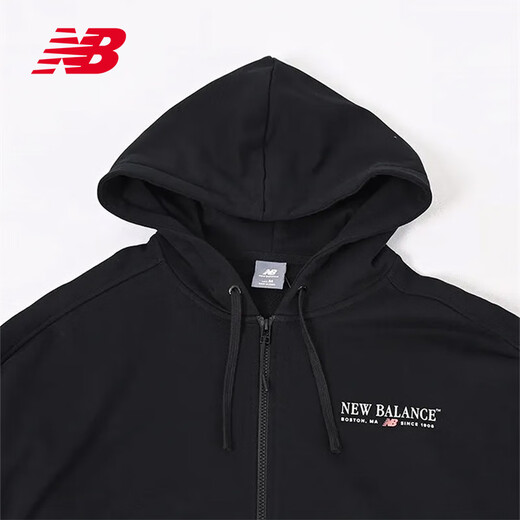 NEW BALANCE NB男子运动休闲拉链外套舒适开衫连帽卫衣 AMJ51372 AMJ51372-BK L